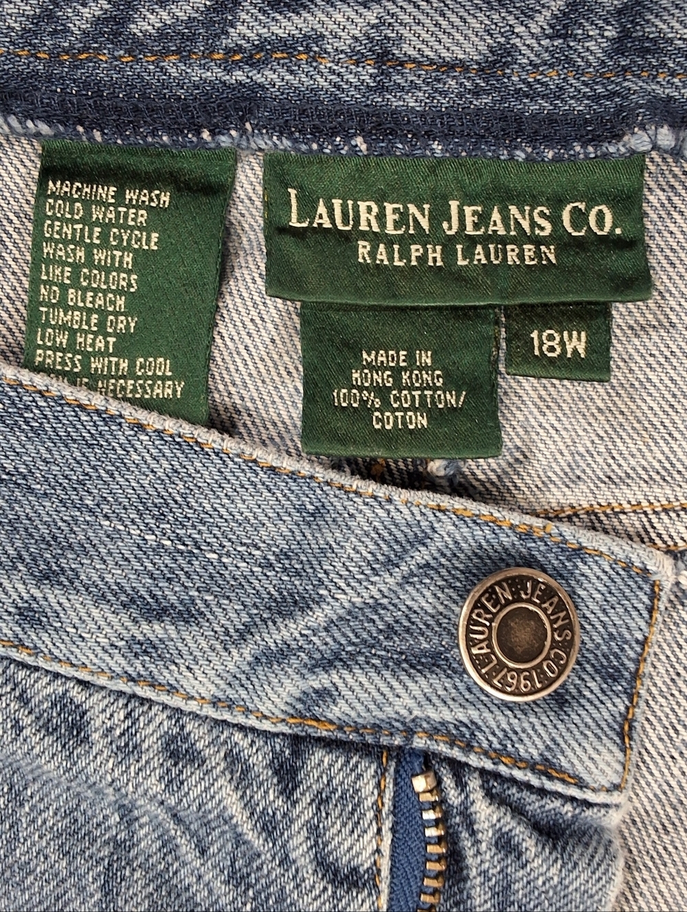LRL Ralph Lauren Jeans Co~Womens VTG Denim Blue Skirt~Knee Length Western~18W - Picture 2 of 8